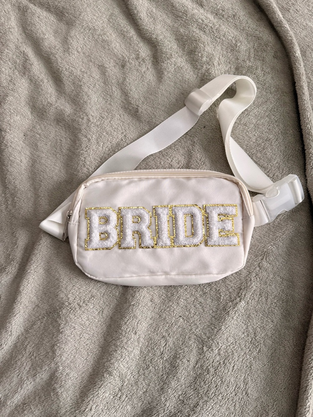 Bride Embellished White Wristlet Fanny Pack